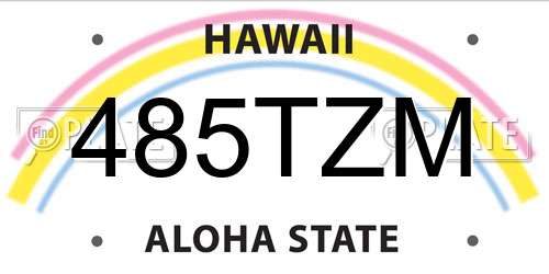 485TZM Hawaii License Plate