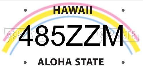 485ZZM Hawaii License Plate