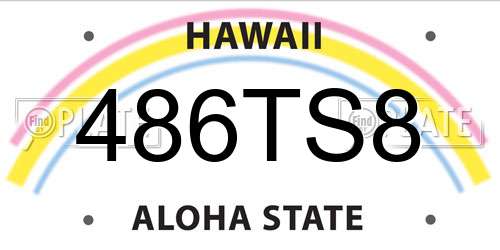 486TS8 Hawaii License Plate