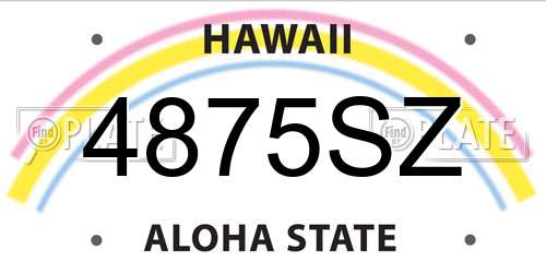 4875SZ Hawaii License Plate