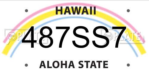 487SS7 Hawaii License Plate