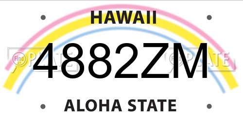 4882ZM Hawaii License Plate