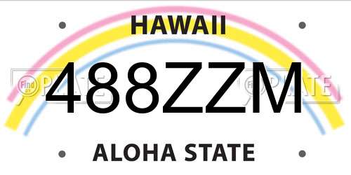 488ZZM Hawaii License Plate