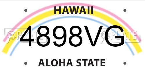 4898VG Hawaii License Plate