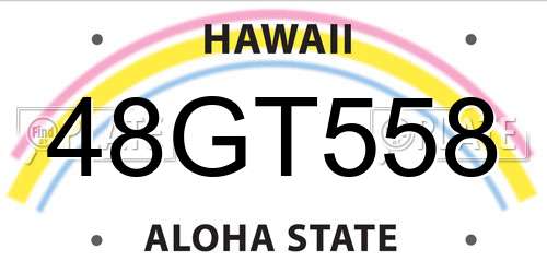 48GT558 Hawaii License Plate