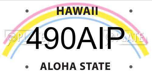 490AIP Hawaii License Plate