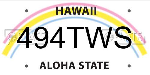 494TWS Hawaii License Plate