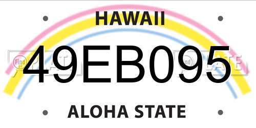 49EB095 Hawaii License Plate