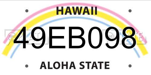49EB098 Hawaii License Plate