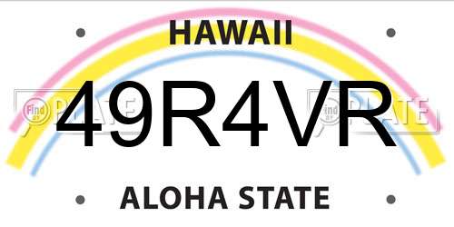 49R4VR Hawaii License Plate
