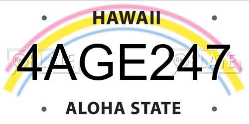 4AGE247 Hawaii License Plate
