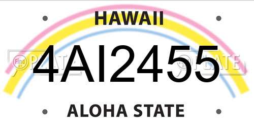 4AI2455 Hawaii License Plate