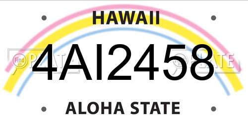 4AI2458 Hawaii License Plate