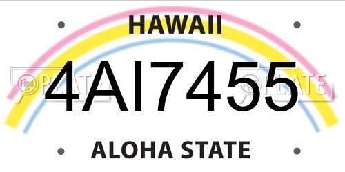 4AI7455 Hawaii License Plate
