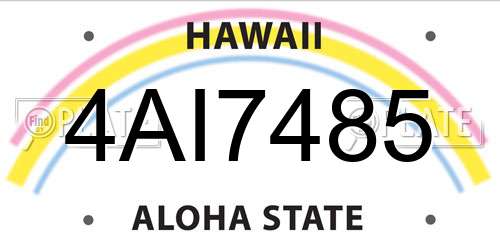4AI7485 Hawaii License Plate