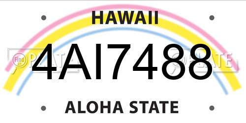 4AI7488 Hawaii License Plate