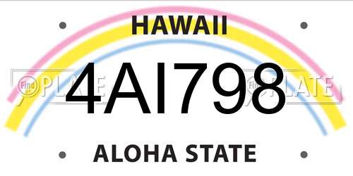 4AI798 Hawaii License Plate