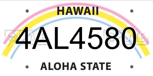 4AL4580 Hawaii License Plate