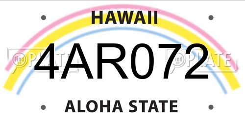 4AR072 Hawaii License Plate