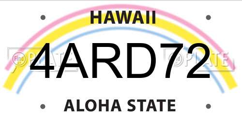 4ARD72 Hawaii License Plate