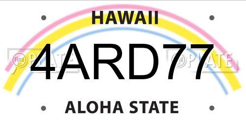 4ARD77 Hawaii License Plate
