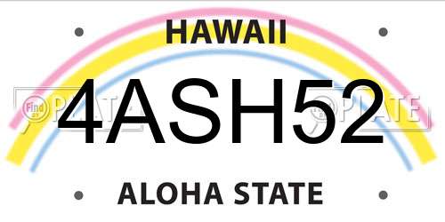 4ASH52 Hawaii License Plate