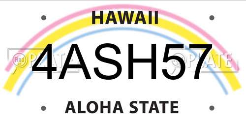 4ASH57 Hawaii License Plate