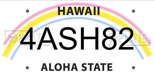 4ASH82 Hawaii License Plate