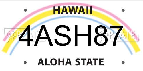 4ASH87 Hawaii License Plate