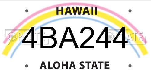 4BA244 Hawaii License Plate