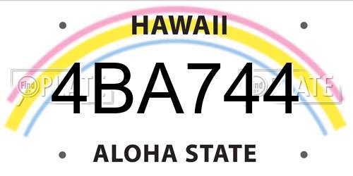 4BA744 Hawaii License Plate