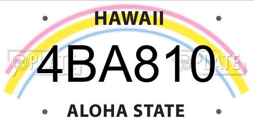 4BA810 Hawaii License Plate