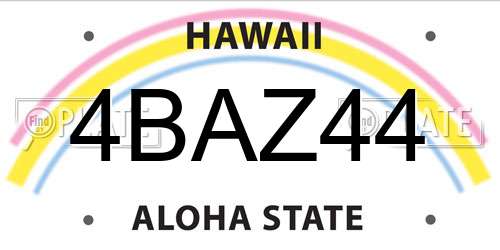 4BAZ44 Hawaii License Plate