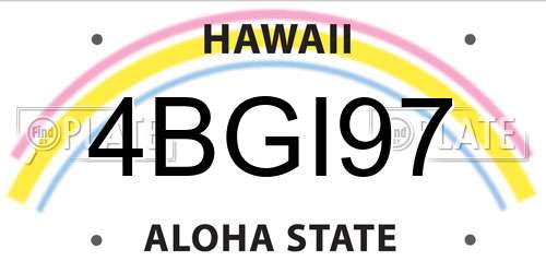4BGI97 Hawaii License Plate