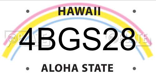4BGS28 Hawaii License Plate