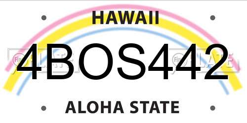 4BOS442 Hawaii License Plate