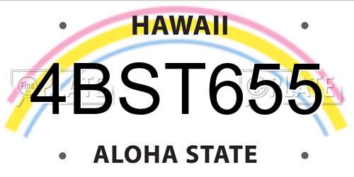 4BST655 Hawaii License Plate