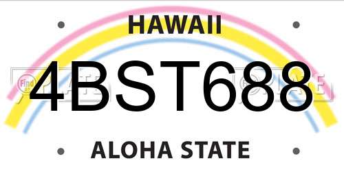 4BST688 Hawaii License Plate