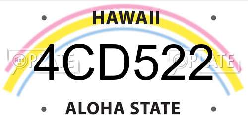 4CD522 Hawaii License Plate