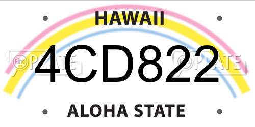 4CD822 Hawaii License Plate