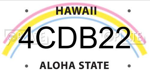 4CDB22 Hawaii License Plate