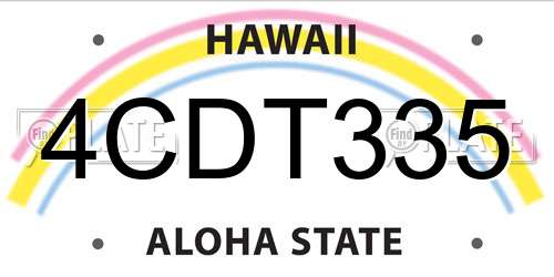 4CDT335 Hawaii License Plate