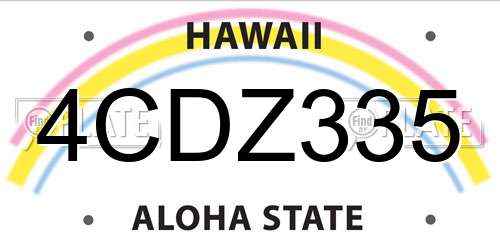 4CDZ335 Hawaii License Plate