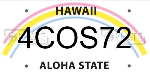 4COS72 Hawaii License Plate