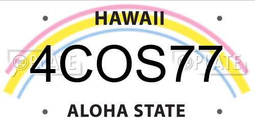 4COS77 Hawaii License Plate