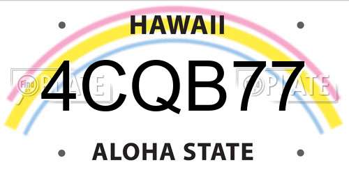 4CQB77 Hawaii License Plate