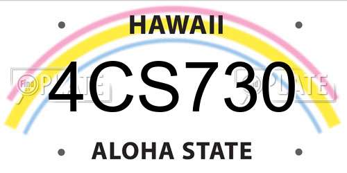 4CS730 Hawaii License Plate