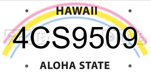 4CS9509 Hawaii License Plate