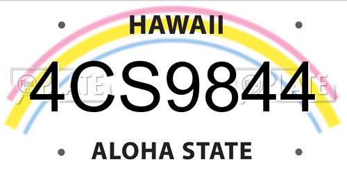 4CS9844 Hawaii License Plate