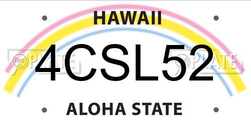 4CSL52 Hawaii License Plate